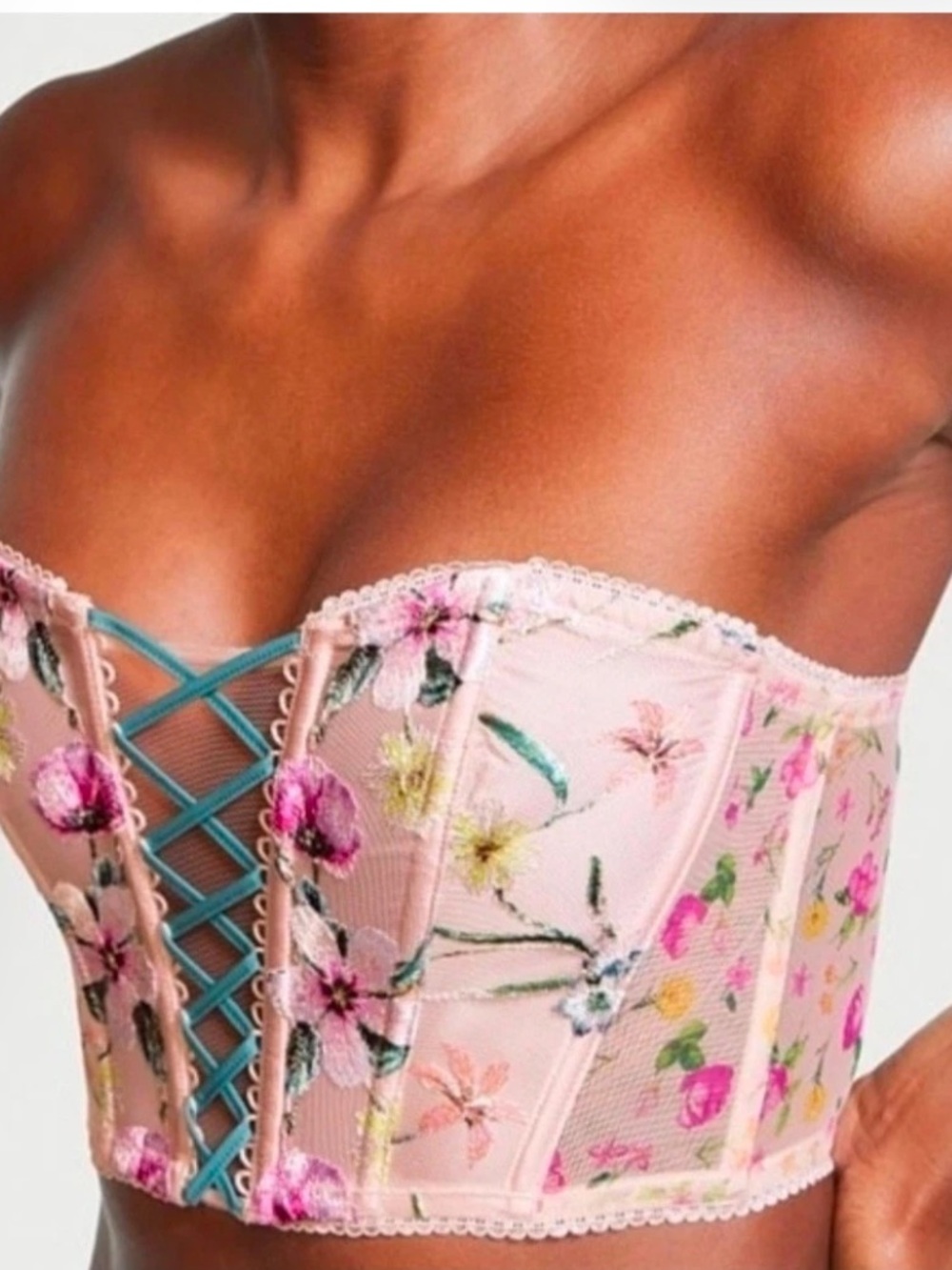 Victoria Secret Dream Angels Floral Lace-Up Bustier / Corset